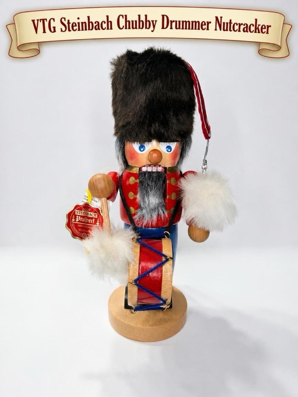 Vintage Steinbach Germany Chubby Drummer Nutcracker 12”